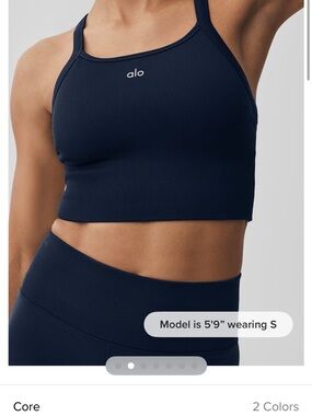 ALO SEAMLESS RIBBED FAVORITE TANK IN NAVY